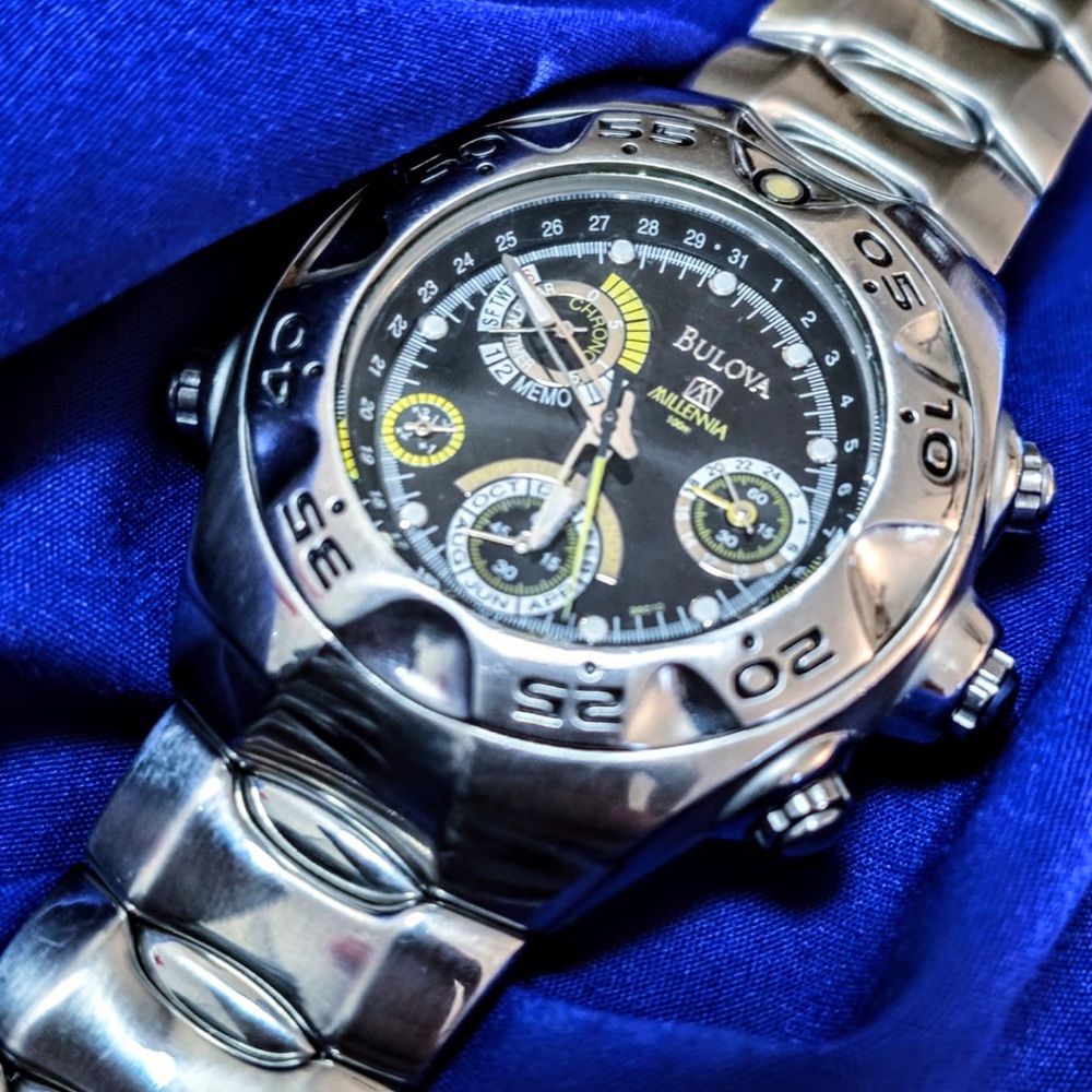 Bulova Rare Millenia 96C10 40mm Alarm Perpetual Calendar Mens Watch Box